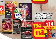 ÖZLEM/SULTAN/TORKU/NAMET/MÜSLÜMOĞLU DANA KOKTEYL SOSİS 350 G